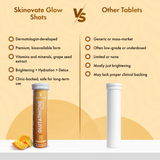 Skinovate Glutathione Glow Shots – Orange Flavour Skin Brightening | Detox | Antioxidant Support Pack Size: 2 x 15 Effervescent Tablets