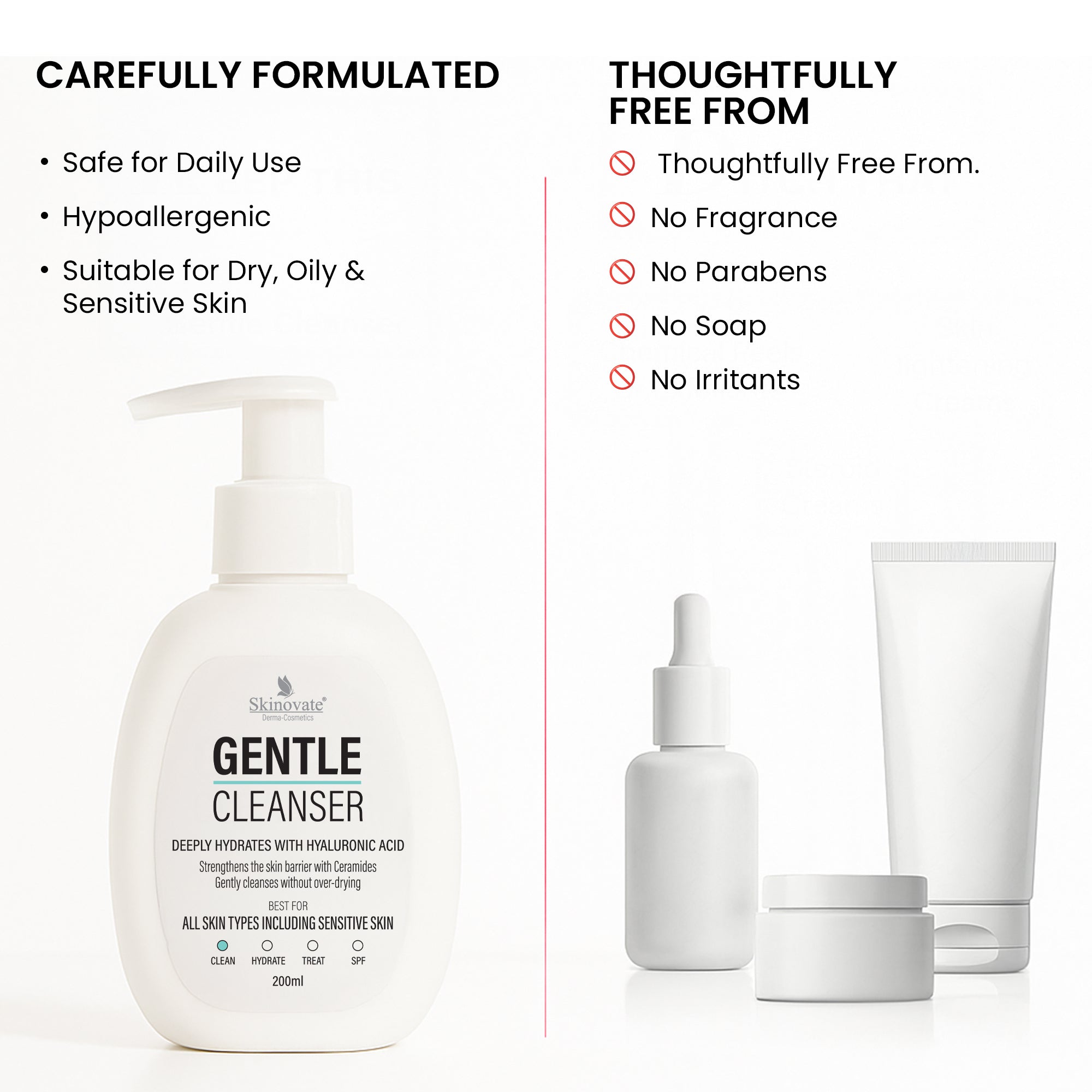 Skinovate Gentle Cleanser with Hyaluronic Acid – 200ml