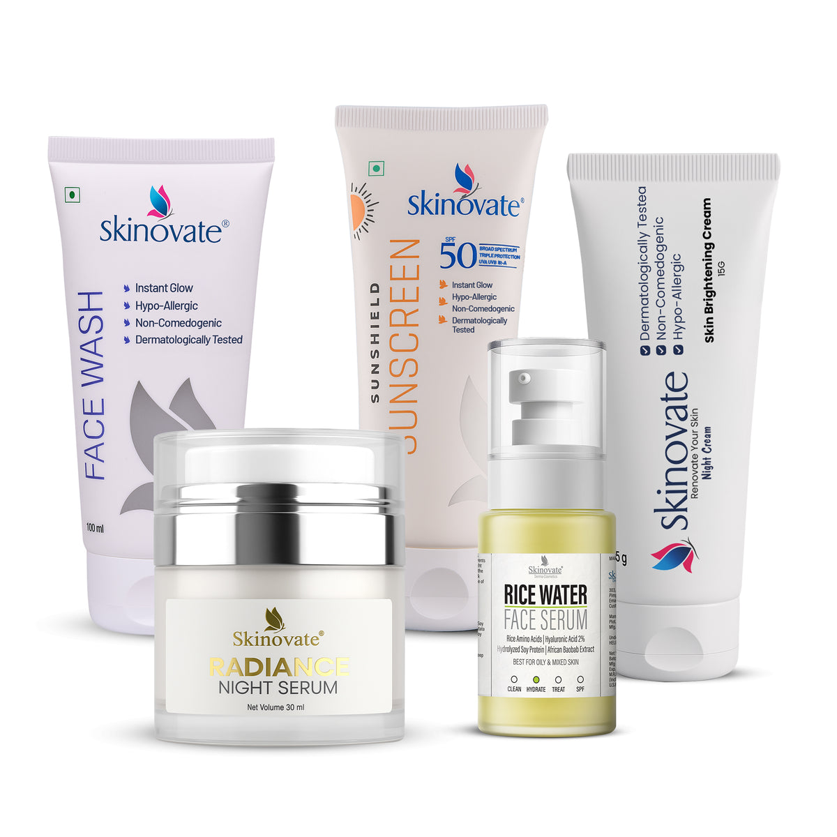Skinovate 5-in-1 Skincare Combo –For Glowing, Hydrated & Healthy Skin