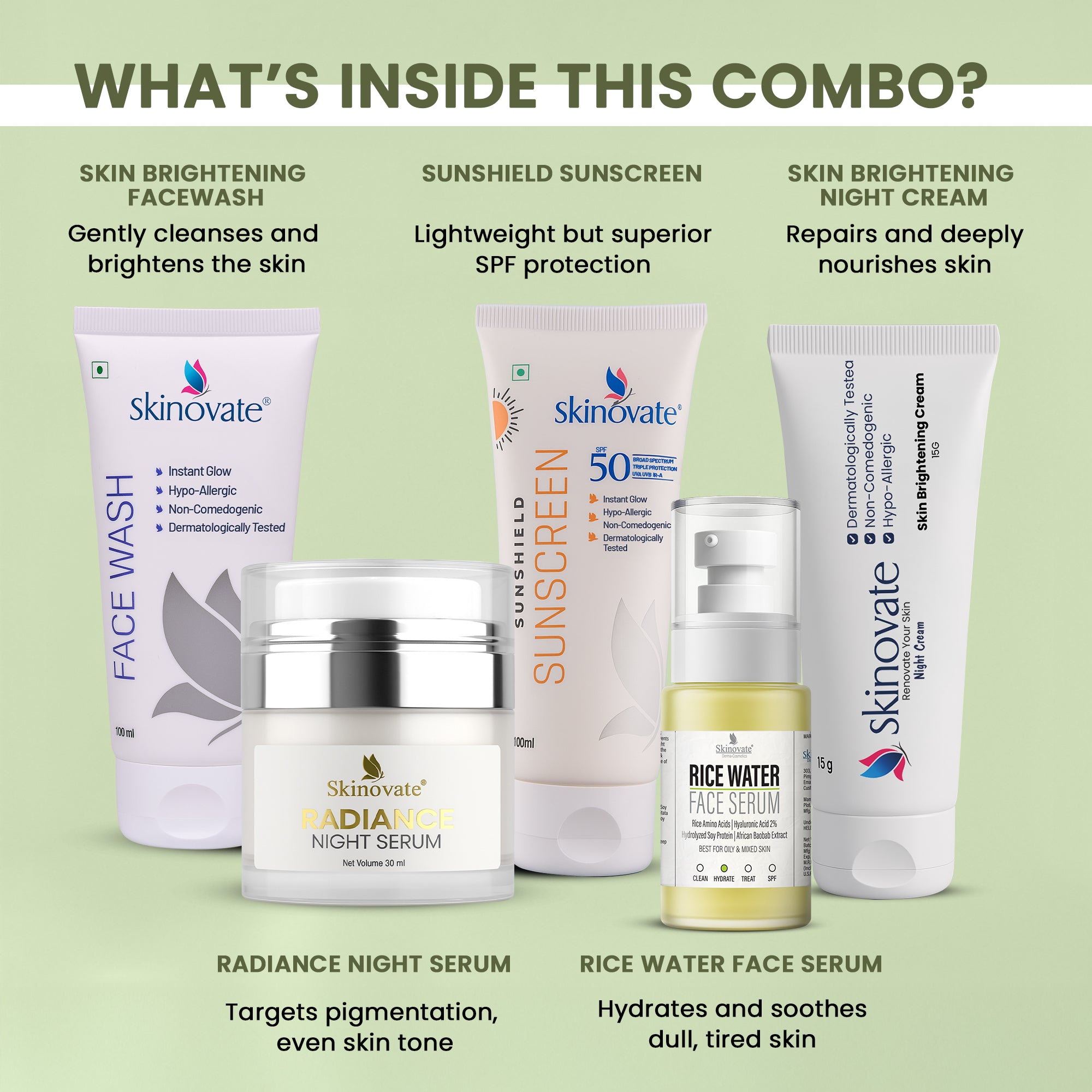 Skinovate 5-in-1 Skincare Combo –For Glowing, Hydrated & Healthy Skin